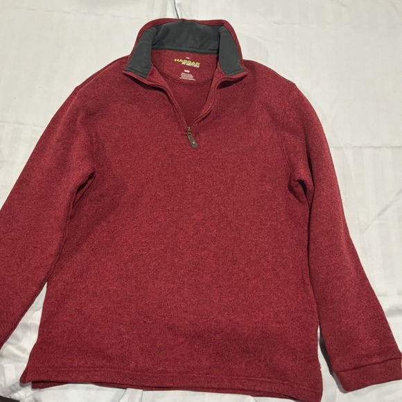 Haggar In Motion Other - Haggar In Motion Mens Knit Sweater Size M Fleece Long Sleeve 1/4 Zip Red